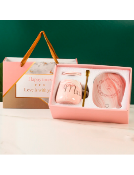 coffret tasse chauffe tasse usb blanc rose bureau chaud boisson chocolat cafe the tahiti fenua shopping
