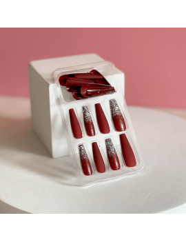 set 24 faux ongles red glitters paillettes rouge nails accessoire beauté beauty tahiti fenua shopping