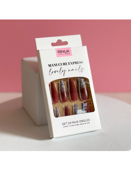 set 24 faux ongles red glitters paillettes rouge nails accessoire beauté beauty tahiti fenua shopping