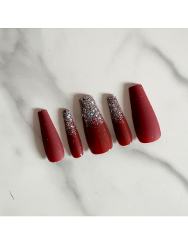 set 24 faux ongles red glitters paillettes rouge nails accessoire beauté beauty tahiti fenua shopping