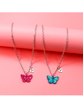 colliers butterfly glitters BFF best friends forever necklace papillon bijoux tahiti fenua shopping