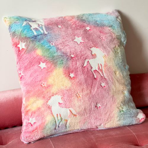 taie glow in the dark dinosaure dino dinosaur unicorn licorne rainbow fluffy pillow cover coussin tahiti fenua shopping