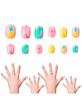 set 24 faux ongles kids color manucure girly tahiti fenua shopping