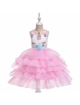 robe licorne rose à froufou élégante pour petite fille