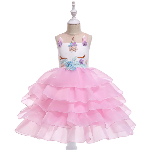 robe licorne rose à froufou élégante pour petite fille