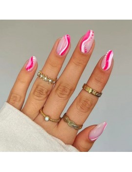 set faux ongles girly pink rose manucure nail tahiti fenua shopping