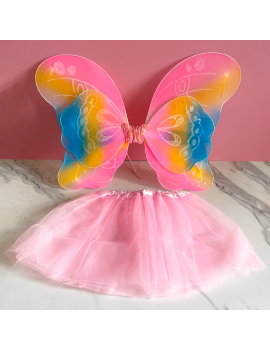 set tutu et ailes de papillon à élastique rainbow glossy pour enfant