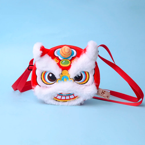 sac dragon rouge tissus fluffy nouvel an chinois