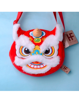 sac dragon rouge tissus fluffy nouvel an chinois