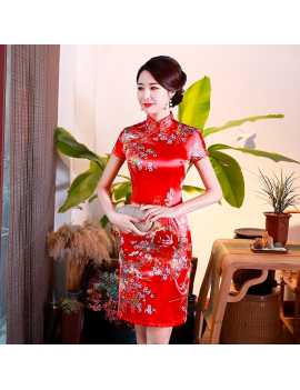 robe rouge pour adulte avec motifs floraux nouvel an chinois