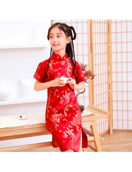 robe rouge avec motifs nouvel an chinois pour enfant