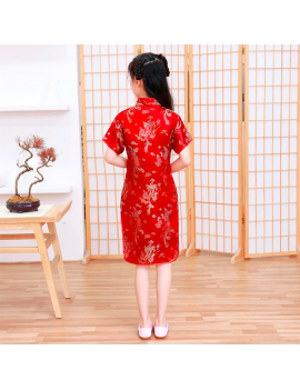 robe rouge avec motifs nouvel an chinois pour enfant