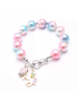 bracelet pour enfant à perles avec breloque licorne