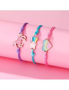 bracelet pour enfant licorne arc-en-ciel rainbow étoile coeur perle kids rose bleu fenua shopping tahiti