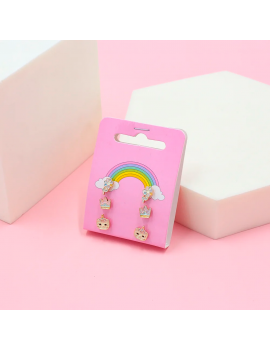 set boucles d'oreilles earrings rainbow arc-en-ciel enfant fille licore couronne pastel fenua shopping tahiti