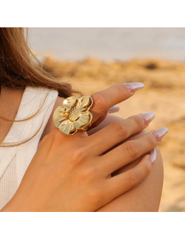 bague moonflower gold or fleur ring bijoux bijou nessa tahiti