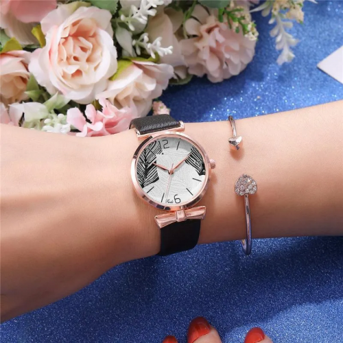 montre feuille watch rose pink noir black accessoire tahiti fenua shopping