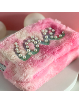 trousse de toilette fluffy love perles rose pink pearls rangement beauté essentiel tahiti fenua shopping