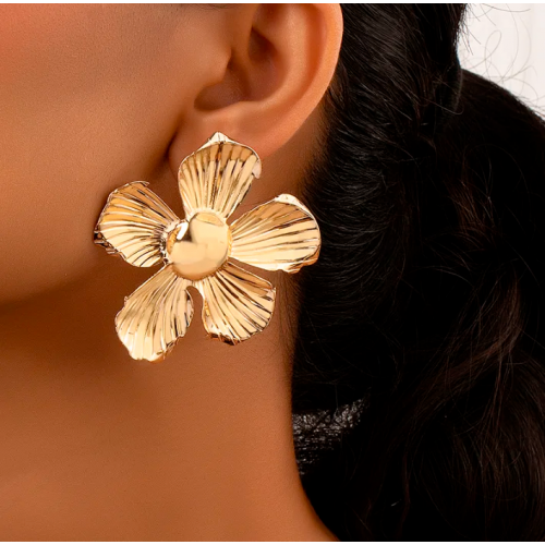 boucles d'oreilles fleur flower gold or doré bijoux jewelry accessoire beauté tahiti fenua shopping