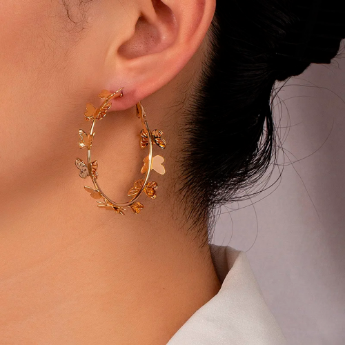 boucles d'oreilles or gold doré creoles papillon butterfly jewelry bijoux accessoires beauté tahiti fenua shopping