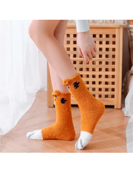 chaussettes fluffy cat chat doux confortable socks bien au chaud cocooning tahiti fenua shopping
