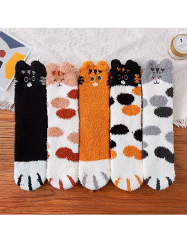 chaussettes fluffy cat chat doux confortable socks bien au chaud cocooning tahiti fenua shopping