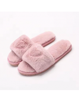 chaussons fluffy coeur heart rose girs pink grey cocooning doux bien au chaud tahiti fenua shopping