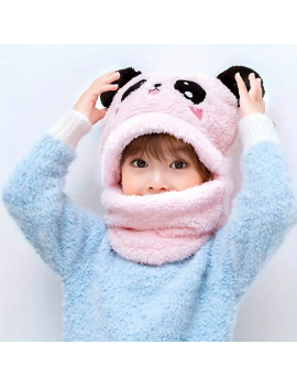 capuche panda cagoule rose pink grey gris doux fluffy kids enfant tahiti fenua shopping