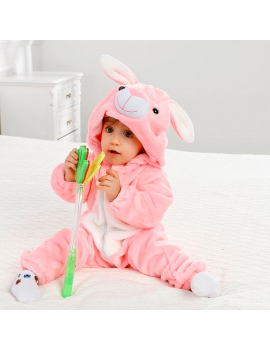 combinaison baby bebe pyjama chaud cocooning habillement lapin rose pink rabbit tahiti fenua shopping
