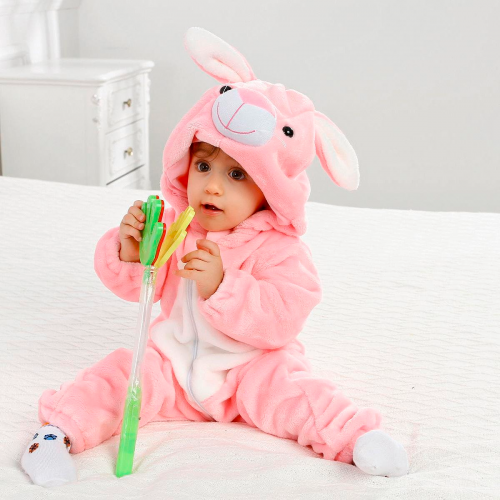 combinaison baby bebe pyjama chaud cocooning habillement lapin rose pink rabbit tahiti fenua shopping