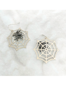 boucles d'oreilles araignées spider bijoux earrings argenté silver black halloween tahiti fenua shopping