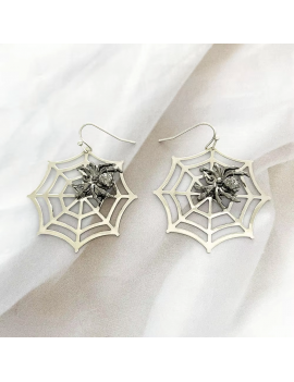 boucles d'oreilles araignées spider bijoux earrings argenté silver black halloween tahiti fenua shopping