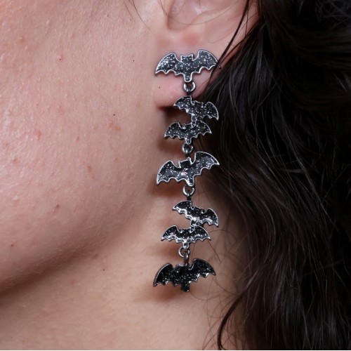 boucles longues chauves souris earrings halloween noir black bijoux tahiti fenua shopping