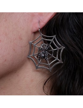 boucles d'oreilles araignées spider bijoux earrings argenté silver black halloween tahiti fenua shopping