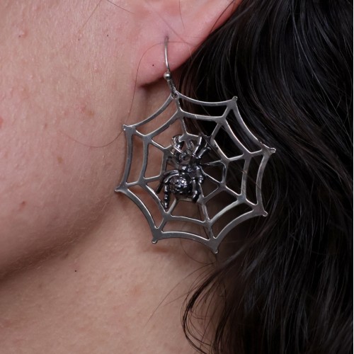 boucles d'oreilles araignées spider bijoux earrings argenté silver black halloween tahiti fenua shopping