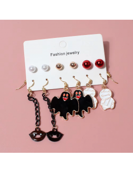 set 6 boucles halloween citrouille chauve souris fantome bijoux jewelry tahiti fenua shopping