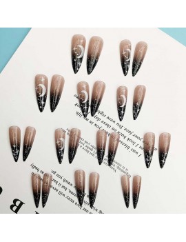 set 24 faux ongles longs sorcière manucure sang araignée spider halloween fenua shopping