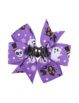 barrette nœud halloween citrouille orange violet chauve souris fantome accessoires cheveux tahiti fenua shopping