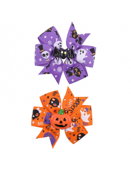 barrette nœud halloween citrouille orange violet chauve souris fantome accessoires cheveux tahiti fenua shopping