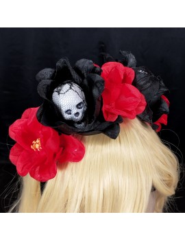 serre tete skull flower muerta accessoire halloween fenua shopping