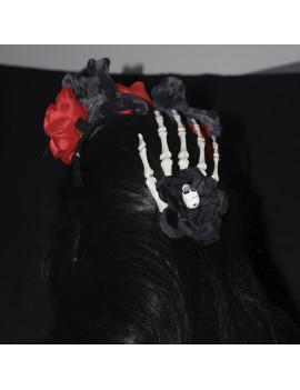 barrette muerta cheveux pince accessoire halloween crane skull squelette tahiti fenua shopping