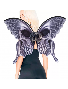 ailes papillon skull squelette wings crane gris grey black tahiti fenua shopping