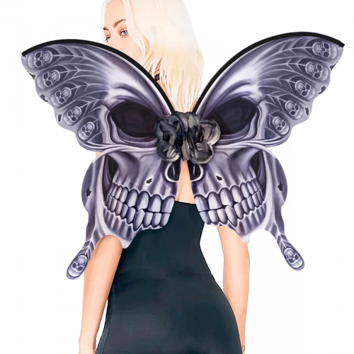 ailes papillon skull squelette wings crane gris grey black tahiti fenua shopping