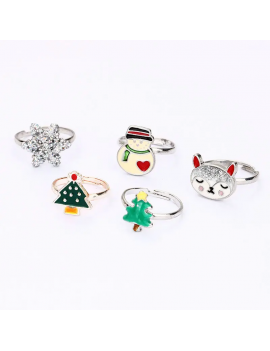 set 6 bagues noel christmas bijoux fête fenua shopping