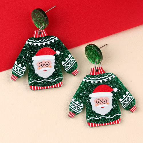 boucles d'oreilles pull noel christmas bijoux jewelry pere noel rennes rouge red vert green tahiti fenua shopping