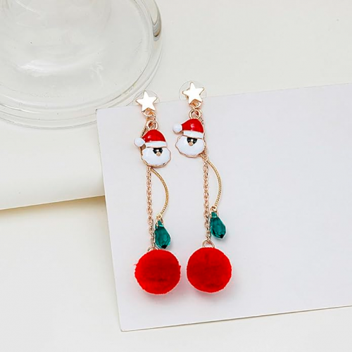 boucles d'oreilles pendantes pompoms Noël christmas sapin bijoux jewelry accessoire tahiti fenua shopping