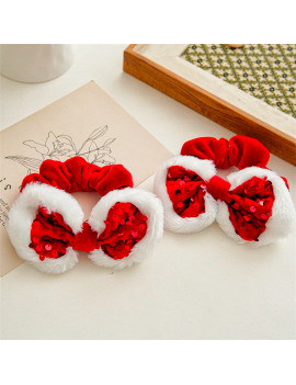 chouchou noeud glitters sequins rouge red christmas noel accessoire cheveux tahiti fenua shopping