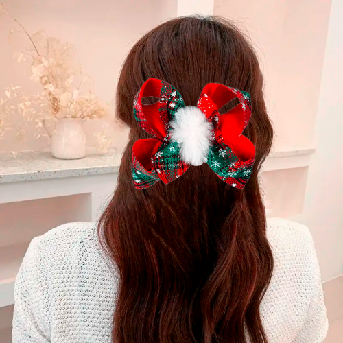 barrette noeud noel christmas coiffure accessoire fête fenua shopping