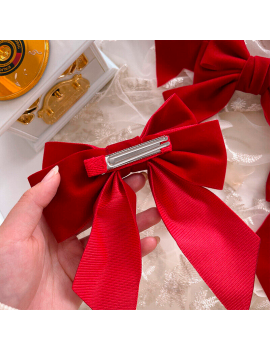 barrette nœud rouge noel red accessoire cheveux christmas tahiti fenua shopping