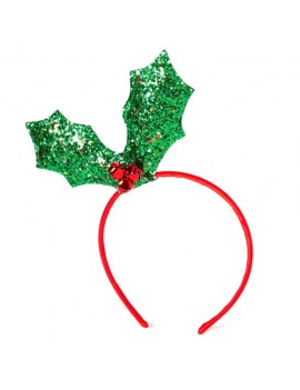 serre tete noel houx Serre-tête de Noël avec paillette enfant fille rouge brillant handband glitter